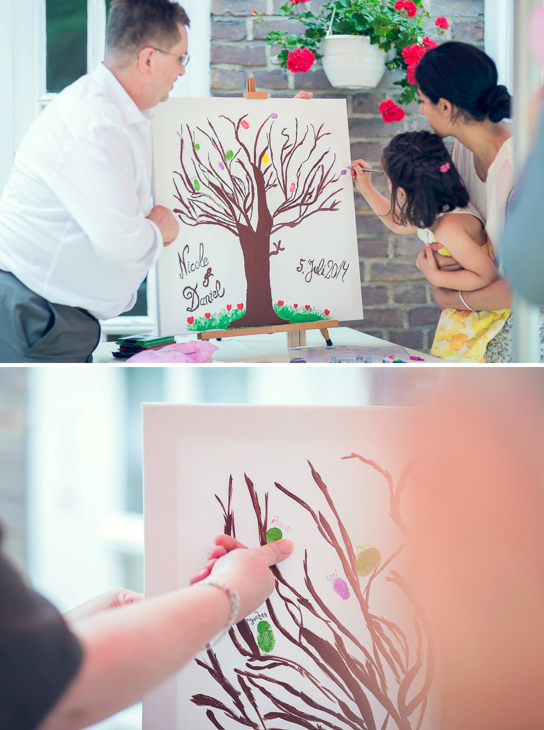 Baum mit Fingerabdrücken der Hochzeitsgäste