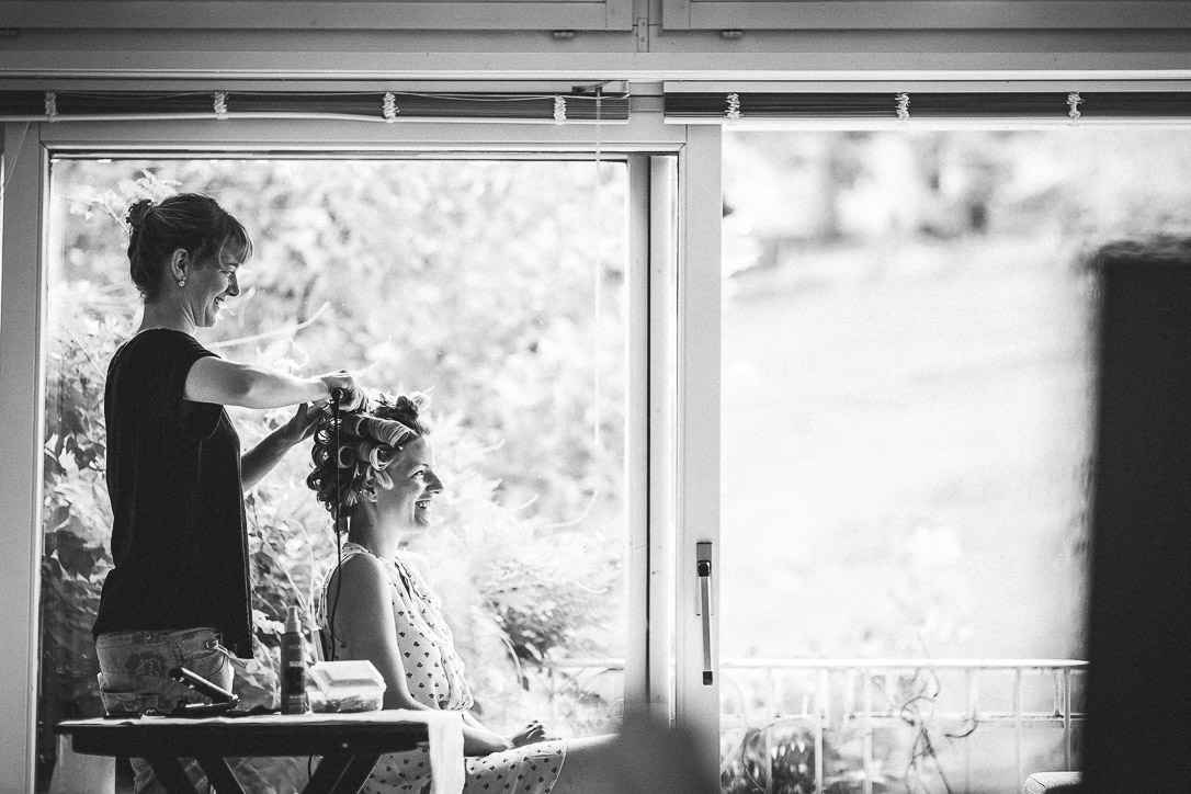 Fotografie der Vorbereitungen der Hochzeit