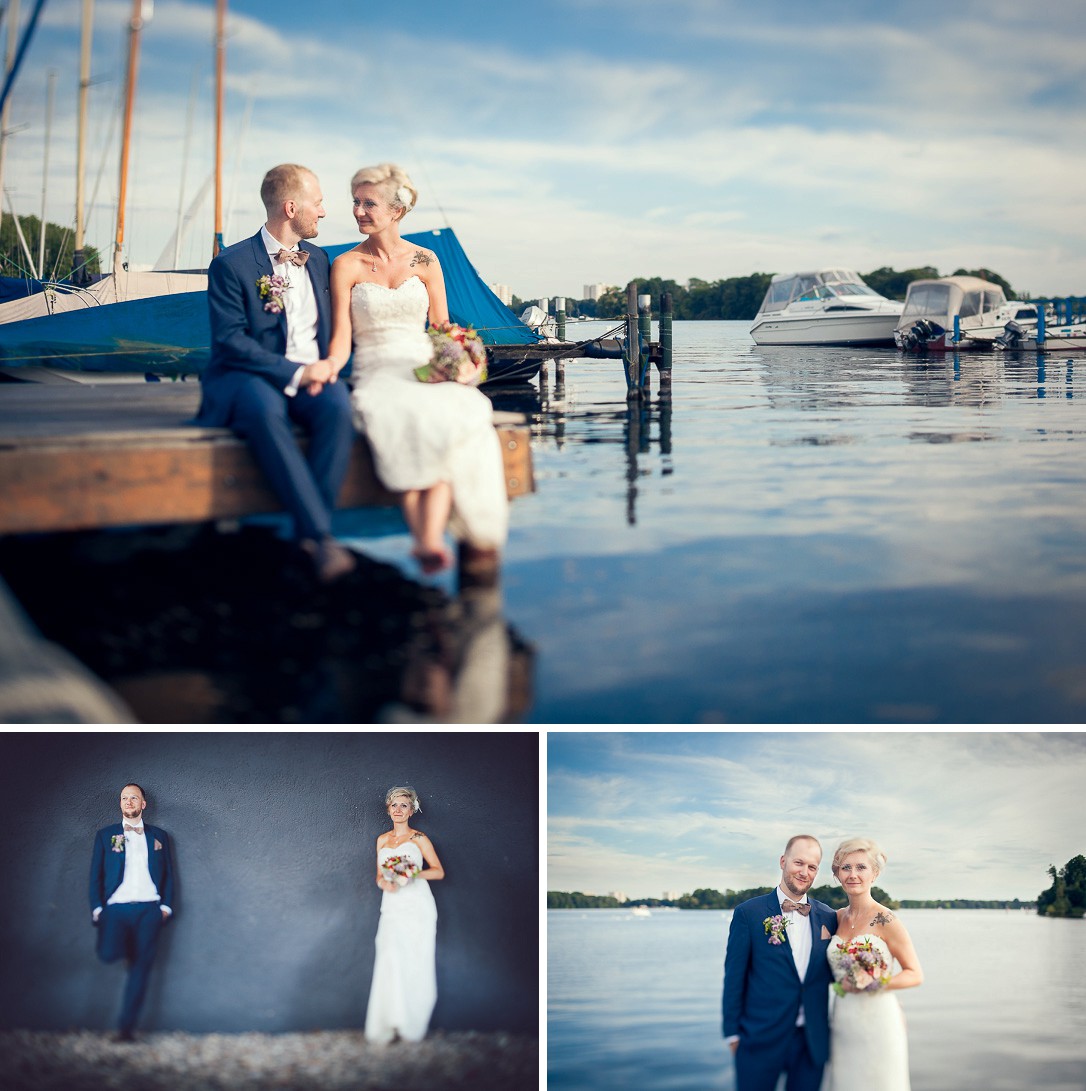 Portraitbilder des Paares am See